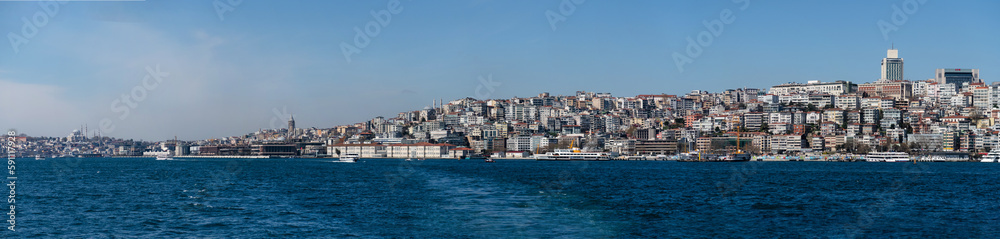 Panorama at Turkey Bosphorus on a sunny day