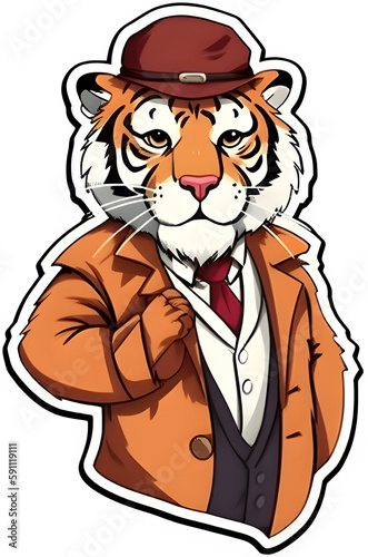 tiger gentleman sticker