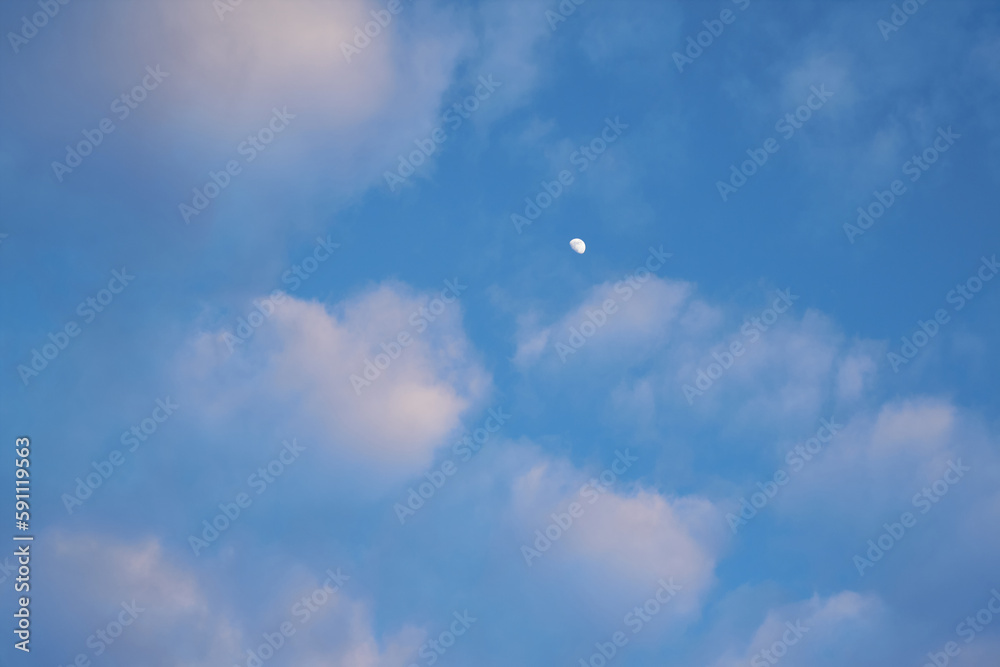 Sweet Sky, Sunset Sky with Moon. Golden hour Sweet Sky, Sunset Sky with Moon. Golden hour