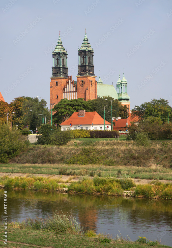 Cathedral of Saints Peter and  Paul at Tumski island in Poznan. Poland