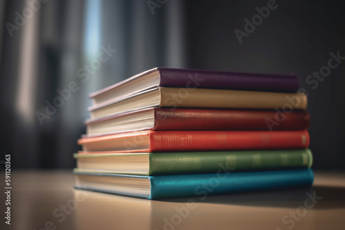 stack of colorful books generative ai