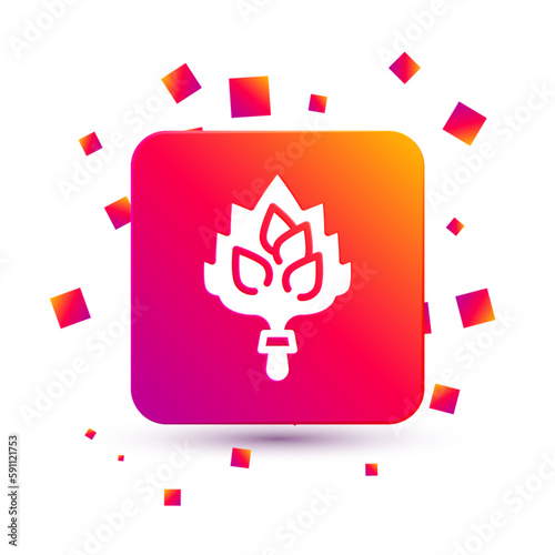 White Sauna broom icon isolated on white background. Broom from birch twigs, branches for Russian steam bath, sauna, washhouse. Square color button. Vector