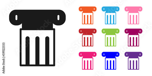 Black Ancient column icon isolated on white background. Set icons colorful. Vector