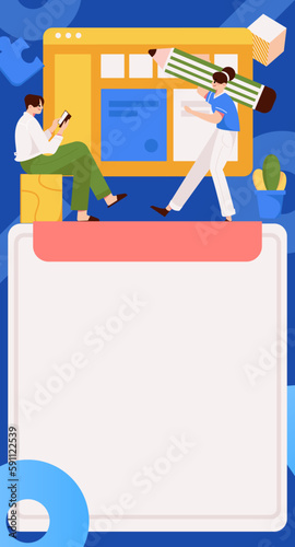 Business people working in flat vector concept operation hand drawn illustration
