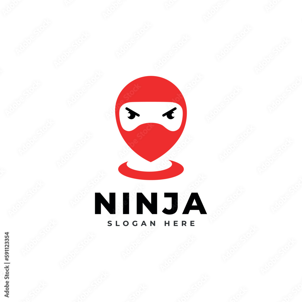 Ninja warrior icon. Simple black ninja head logo illustration design