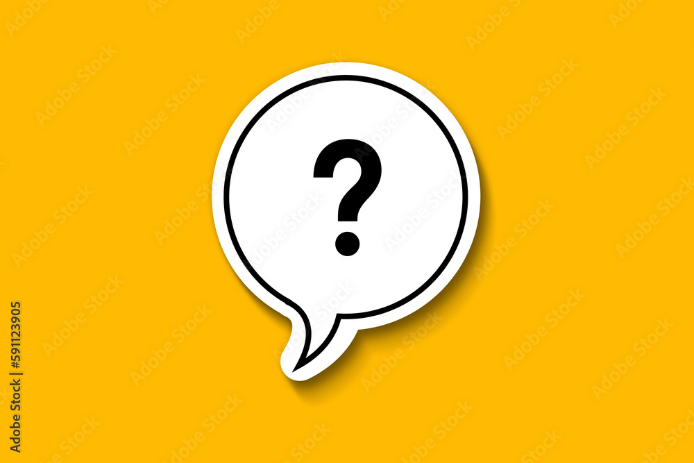 Question mark with speech bubble on yellow background	 - obrazy, fototapety, plakaty 