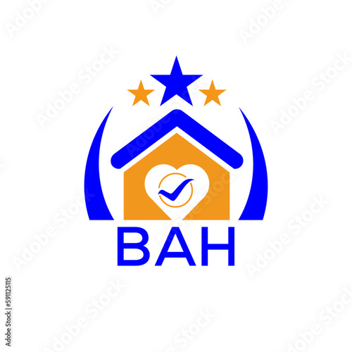 BAH House logo. KJG Letter logo and icon. Blue vector image on white background. KJG house Monogram home logo picture design and best business icon. 
