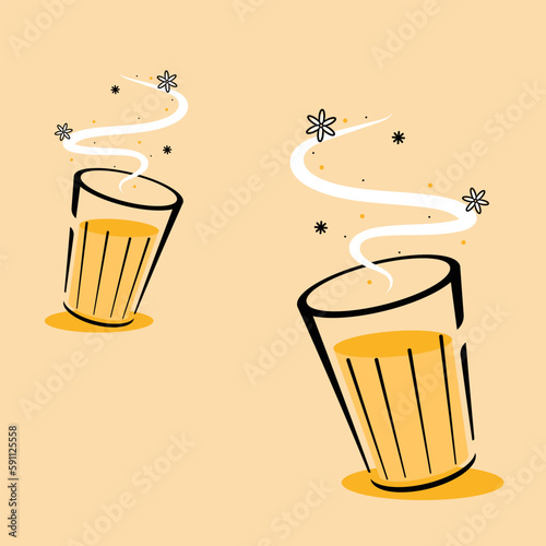 Indian hot drink vector. Indian chai icon. Chai is Indian drink. Kerala tea shop illustration vector eps.Indian Kerala roadside. Kerala tea shop line drawing. Kerala Old.
