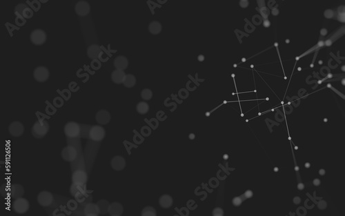 Abstract background. Molecules technology with polygonal shapes, connecting dots and lines. Connection structure. Big data visualization.