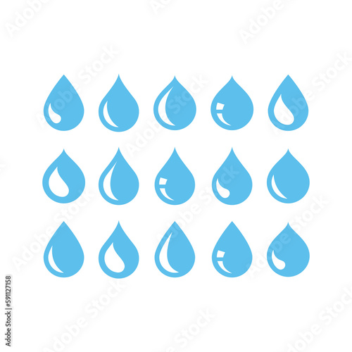 Water drops vector icon set. Simple drop of water icons.