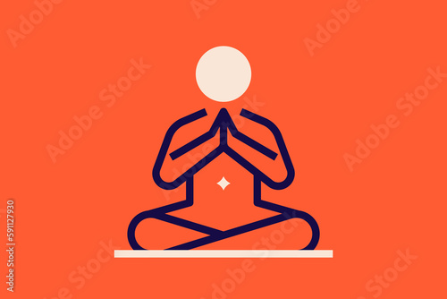 nirvana and yoga illustration in flat style design. Vector illustration.