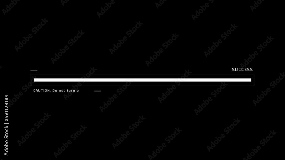 Futuristic loading bar animation. Loading bar with glitches, digital distortions, and system failures in cyberpunk style. Glitches sci fi downloading process animation with noise and artifacts.