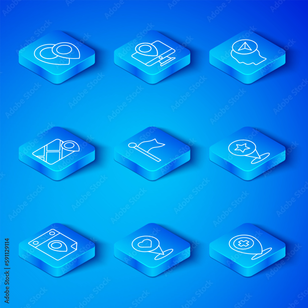 Set line Travel planning calendar, Location marker, with heart, Map pointer star, person, Infographic of city map navigation, and cross hospital icon. Vector Set line Travel planning calendar, Location marker, with heart, Map pointer star, person, Infographic of city map navigation, and cross hospital icon. Vector