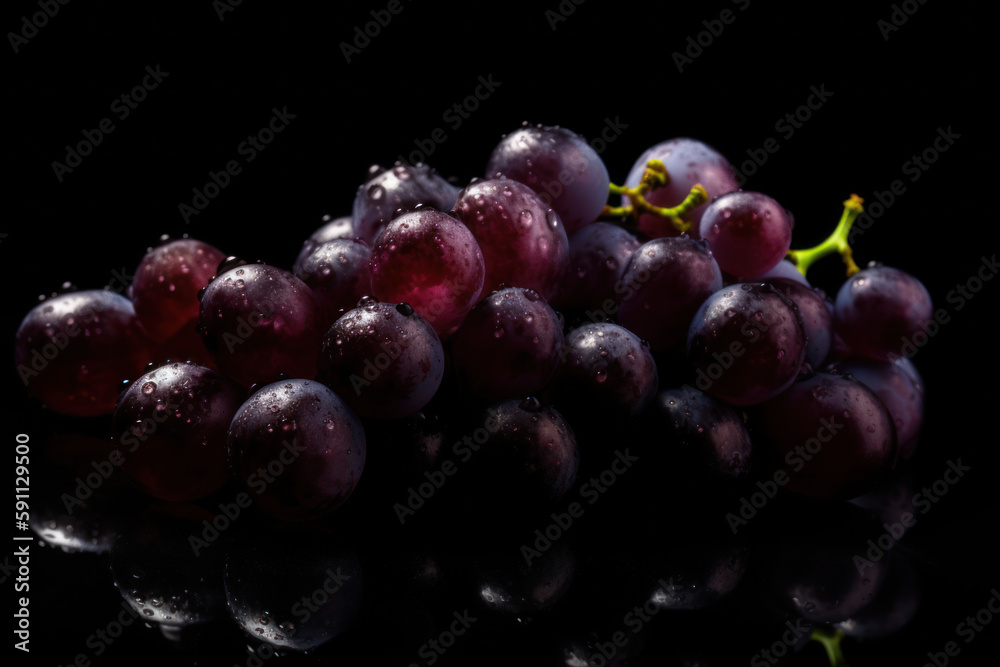 Purple Grapes, Bunch of grapes, Dark background generative ai, Fresh tasty fruit Purple Grapes, Bunch of grapes, Dark background generative ai, Fresh tasty fruit