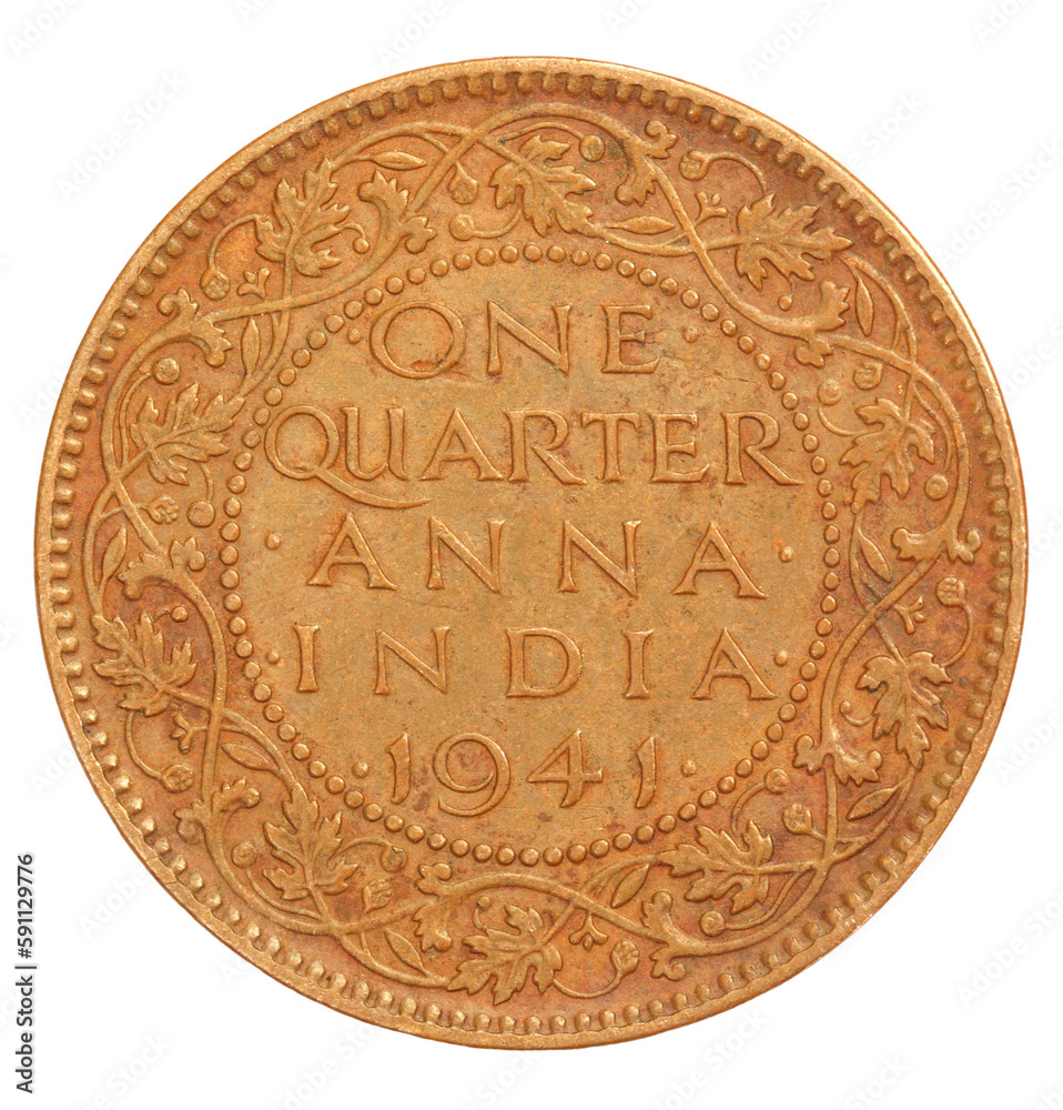 Old Indian One Quarter Anna Coin of 1941