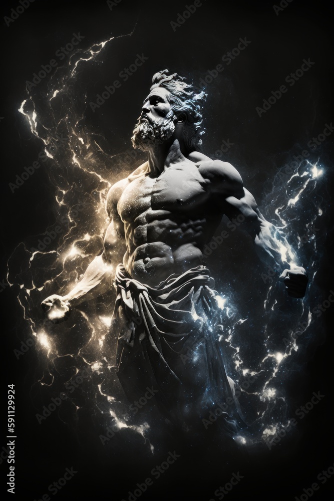 Strong greek god with muscles. Beautiful illustration picture. Generative AI
