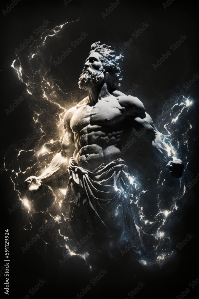 Strong greek god with muscles. Beautiful illustration picture. Generative AI Strong greek god with muscles. Beautiful illustration picture. Generative AI