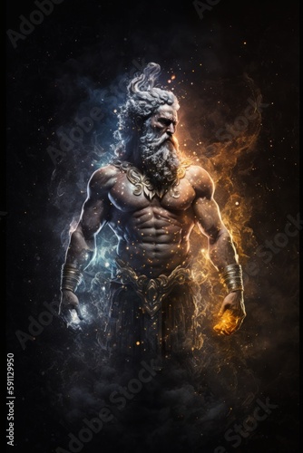 Strong greek god with muscles. Beautiful illustration picture. Generative AI © standret