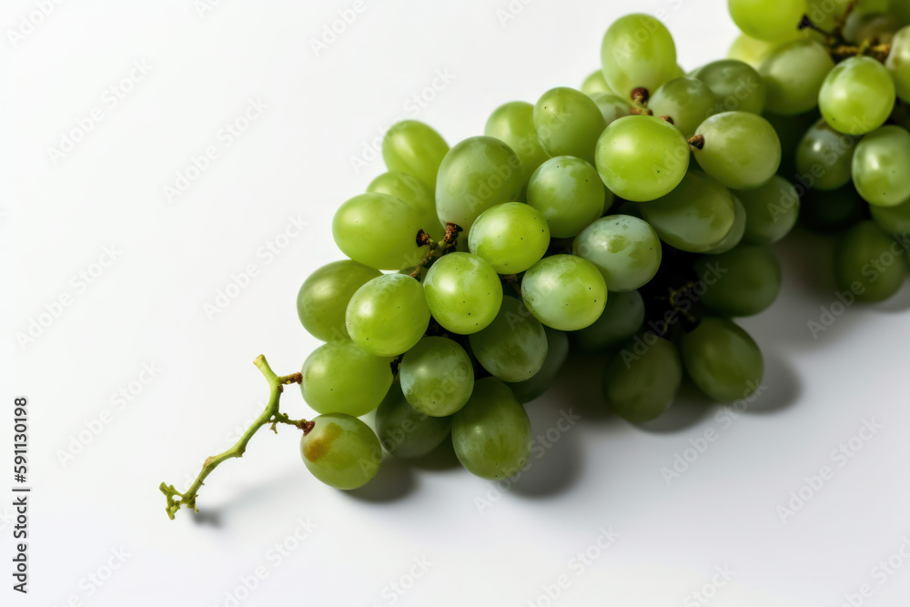 Green Grapes, Bunch of grapes, Isolated white background, generative ai, Fresh tasty fruit Green Grapes, Bunch of grapes, Isolated white background, generative ai, Fresh tasty fruit