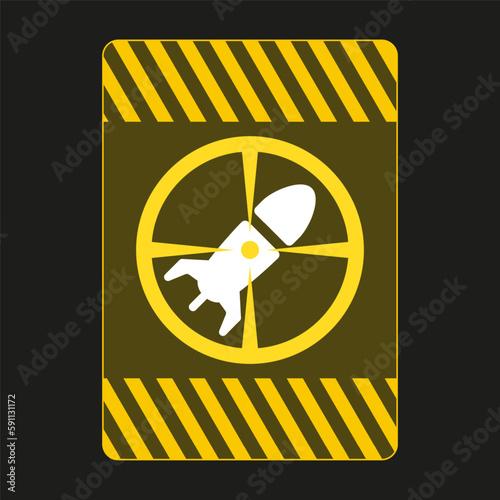 Hazard interface window, nuclear radiation caution, message radiation hazard. Nuclear weapons and the suppression of a nuclear strike.