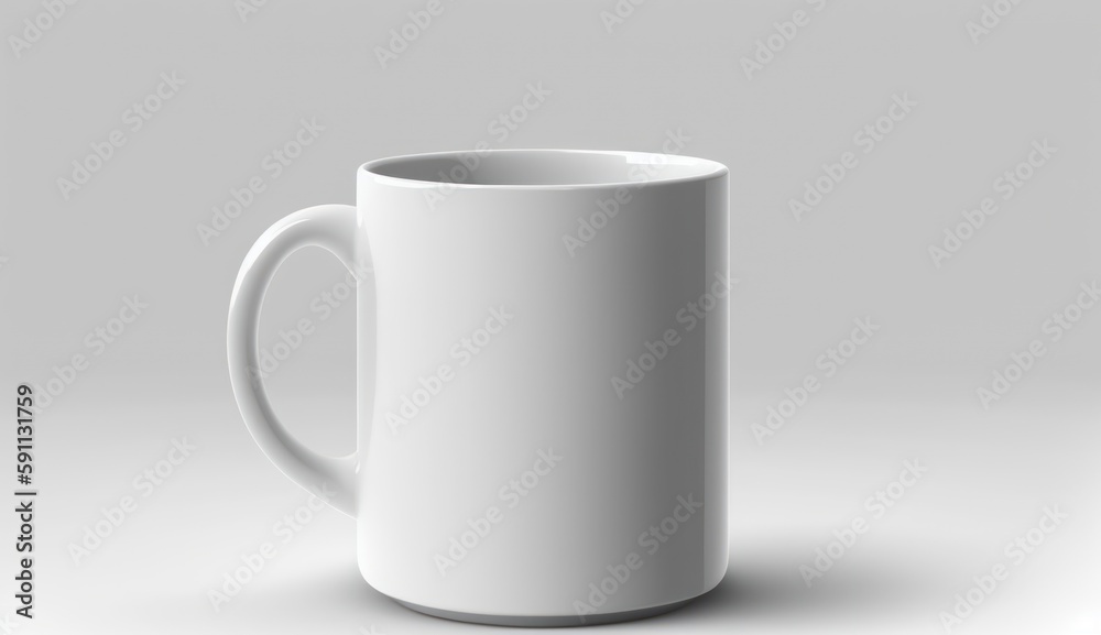 Fototapeta premium empty white mug on white blank background, mockup