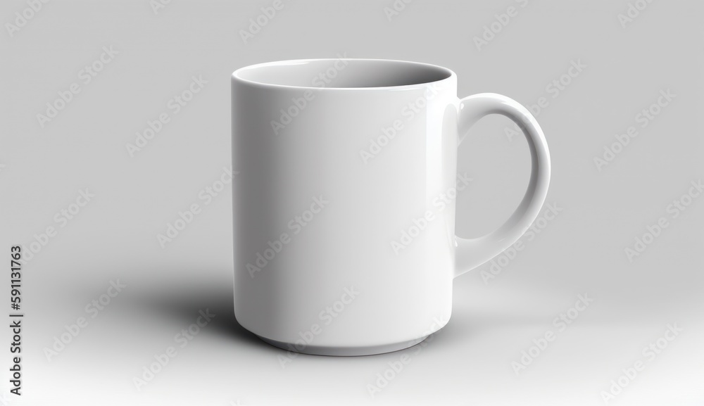 Fototapeta premium empty white mug on white blank background, mockup