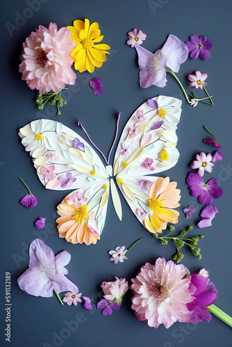 Spring and summer theme butterfly artwork. Concept of beauty in nature. Generative AI