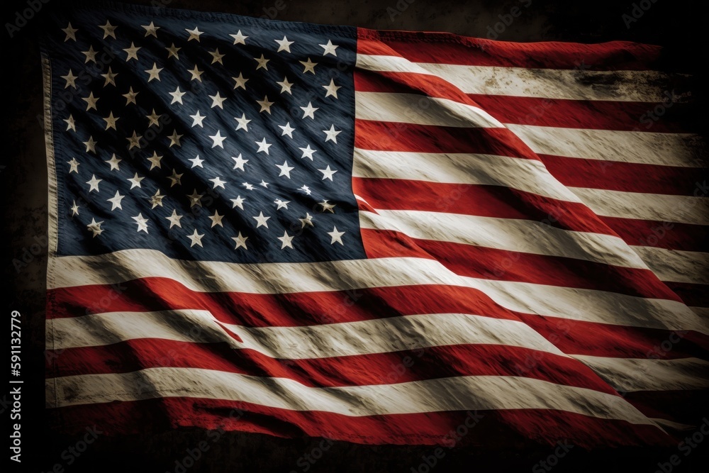 American flag wallpaper in grungy style. Generative AI ilustração do Stock Adobe Stock