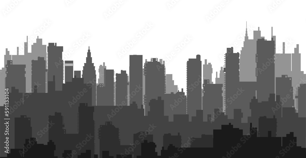 Obraz premium Flat Black Cityscape Silhouette city buildings set Modern