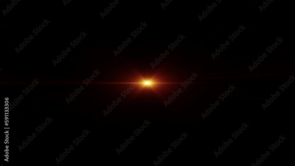 Loop center rotation flickering gold orange star sun lights optical lens flares shiny animation art on black background for project screen overlay.Lighting lamp rays effect dynamic bright video 