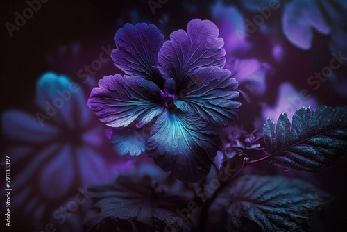 Beautiful violet flower close up. Generative AI photo