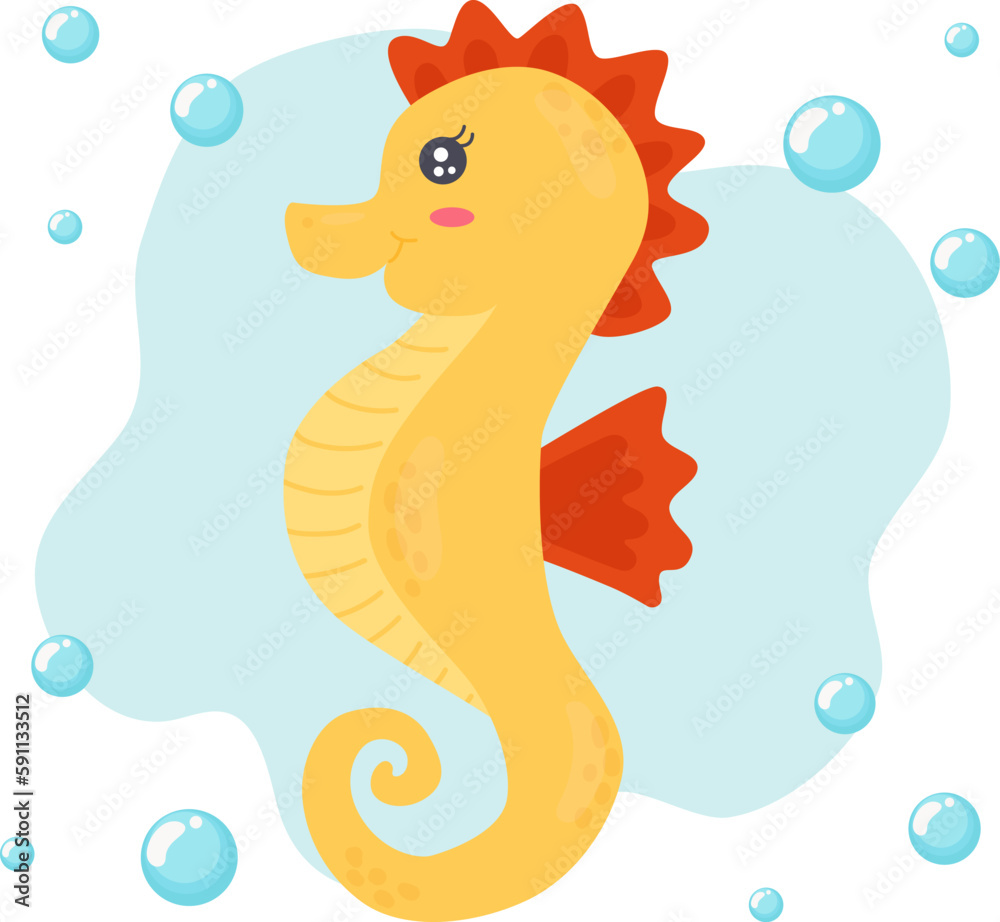 Vector Drawing and Paint Cute Cartoon Seahorse. Educational Game for Kids.  Vector Illustration with Cartoon Style Funny Sea Animal Ilustração do Vetor  - Ilustração de linha, educacional: 153519182