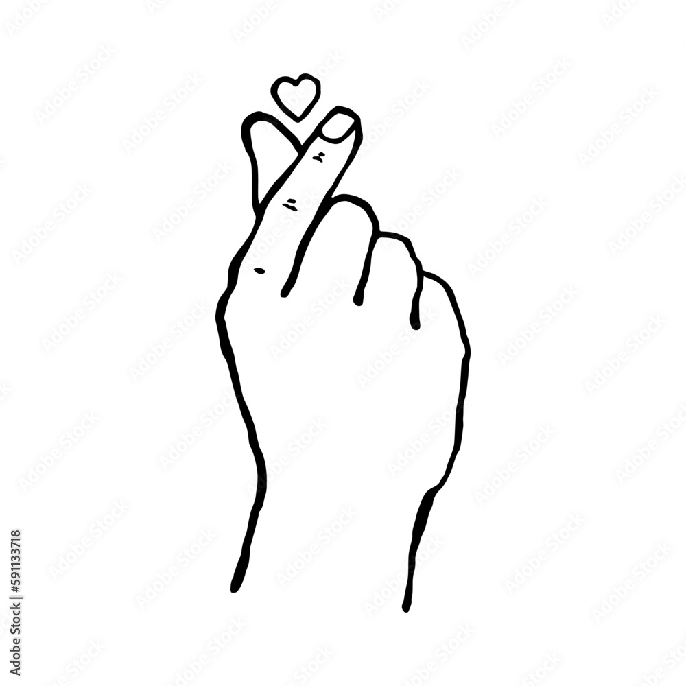 Korean symbol hand heart, a message of love hand gesture. Love concept with hand gesture Korean symbol hand heart, a message of love hand gesture. Love concept with hand gesture