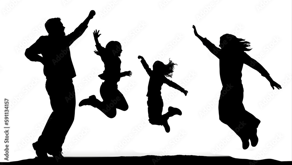 black silhouettes of a happy family on a white background black silhouettes of a happy family on a white background