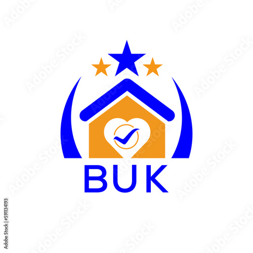 BUK House logo. KJG Letter logo and icon. Blue vector image on white background. KJG house Monogram home logo picture design and best business icon. 
