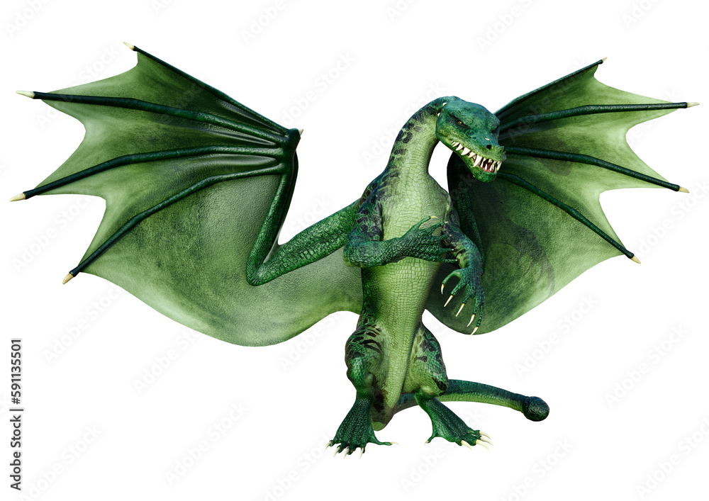 Fototapeta premium 3D Rendering Fairy Tale Dragon on White
