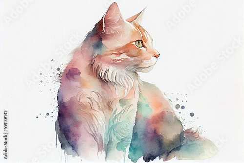 A vibrant portrait of an orange cat, capturing its curious and playful personality, generative ai illustration. © Dr_Microbe