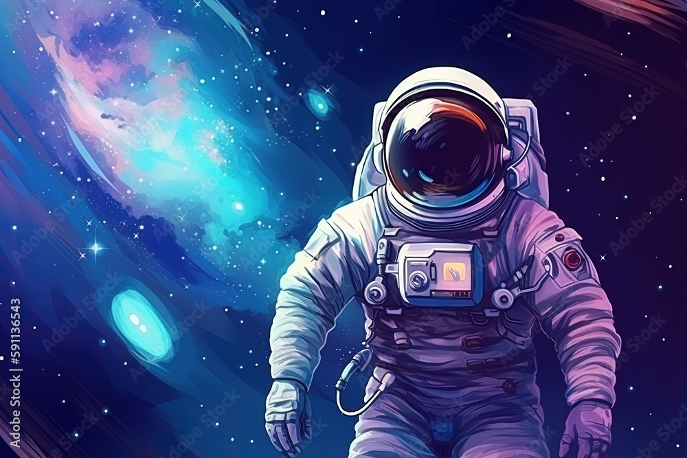 Astronaut in outer space. Cosmic background. Generative AI Astronaut in outer space. Cosmic background. Generative AI