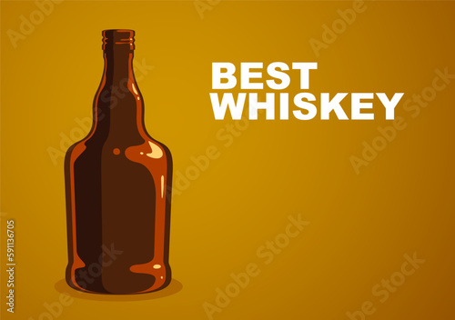 Whiskey bottle vector simple illustration, bourbon cognac alcohol.