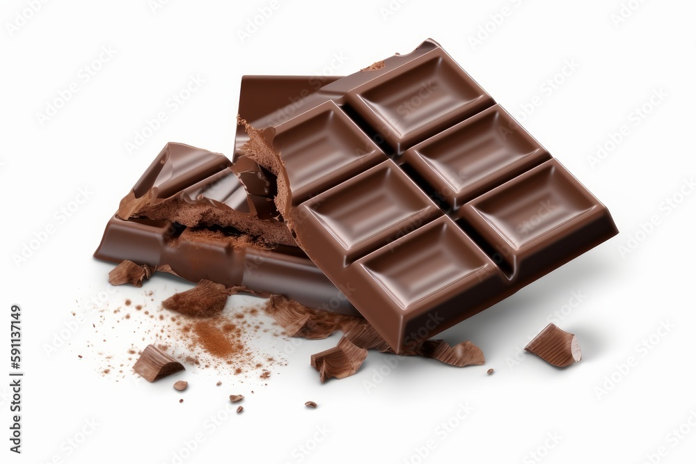 Broken chocolate bar. Generative AI. Broken chocolate bar. Generative AI.