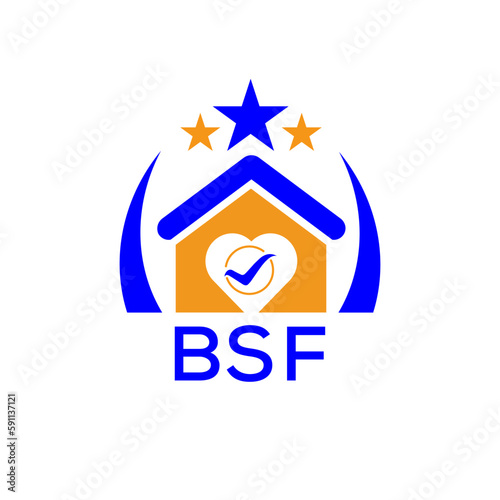 BSF House logo. KJG Letter logo and icon. Blue vector image on white background. KJG house Monogram home logo picture design and best business icon. 
 photo