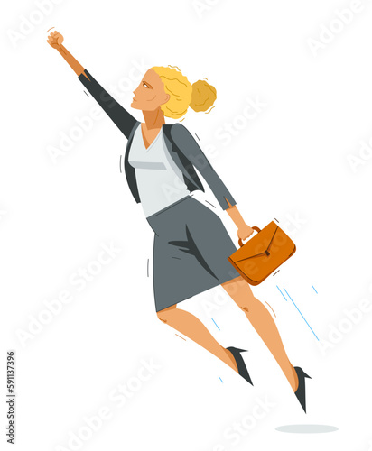 Businesswoman superhero fly...