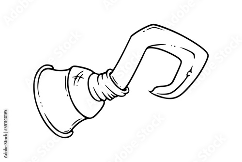 Pirate arm hook. Retro captain hook. Vector illustration isolated in white background