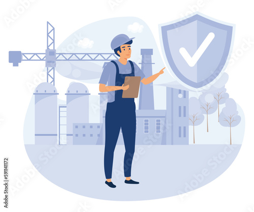Working environment concept, workplace safety, workplace assessment, flat vector modern illustration