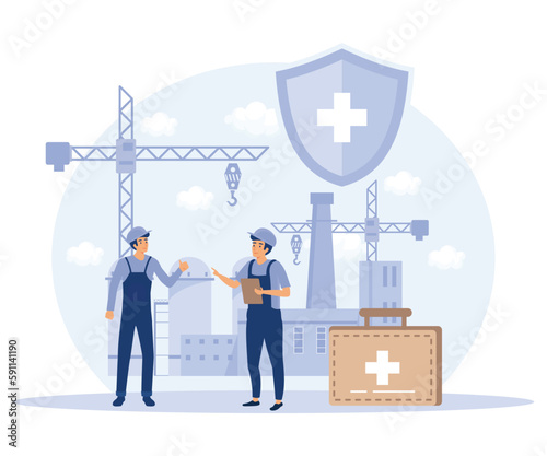 Working environment concept, occupational health, injury prevention, flat vector modern illustration