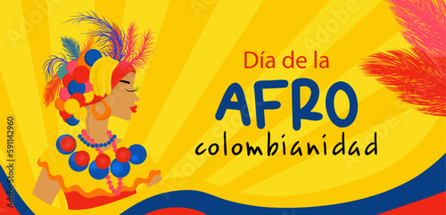 Afro-Colombian Day in Colombia in Spanish. Horizontal banner in bright colors travel concept to colombia photo