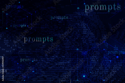 abstract background with prompts command AI