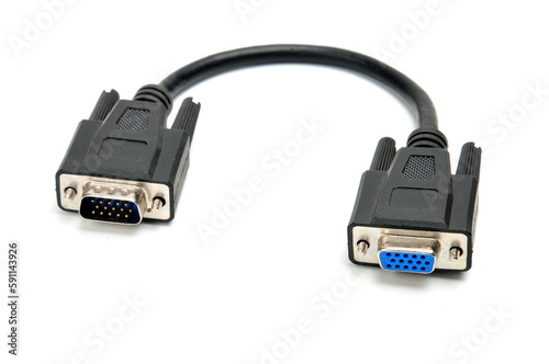 VGA female male, adapter, extension cable on a white background