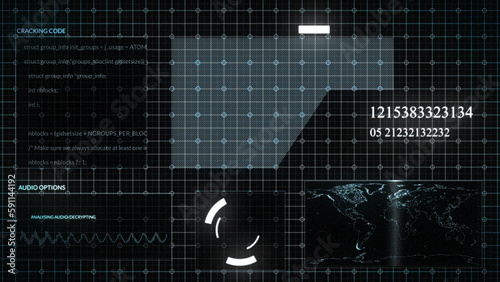 Futuristic HUD interface with gird line head up display with digital data telemetry information 4K illustration photo