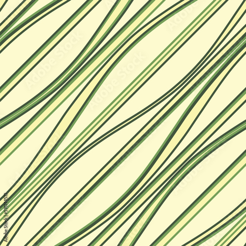 Green diagonal undulate lines vector background. Wavy structure seamless pattern.